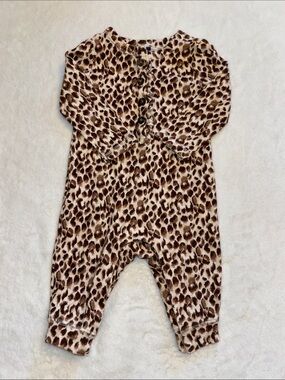 OLD NAVY Leopard Print Baby One-Piece Romper - Brown Cream 3-6 months baby girl